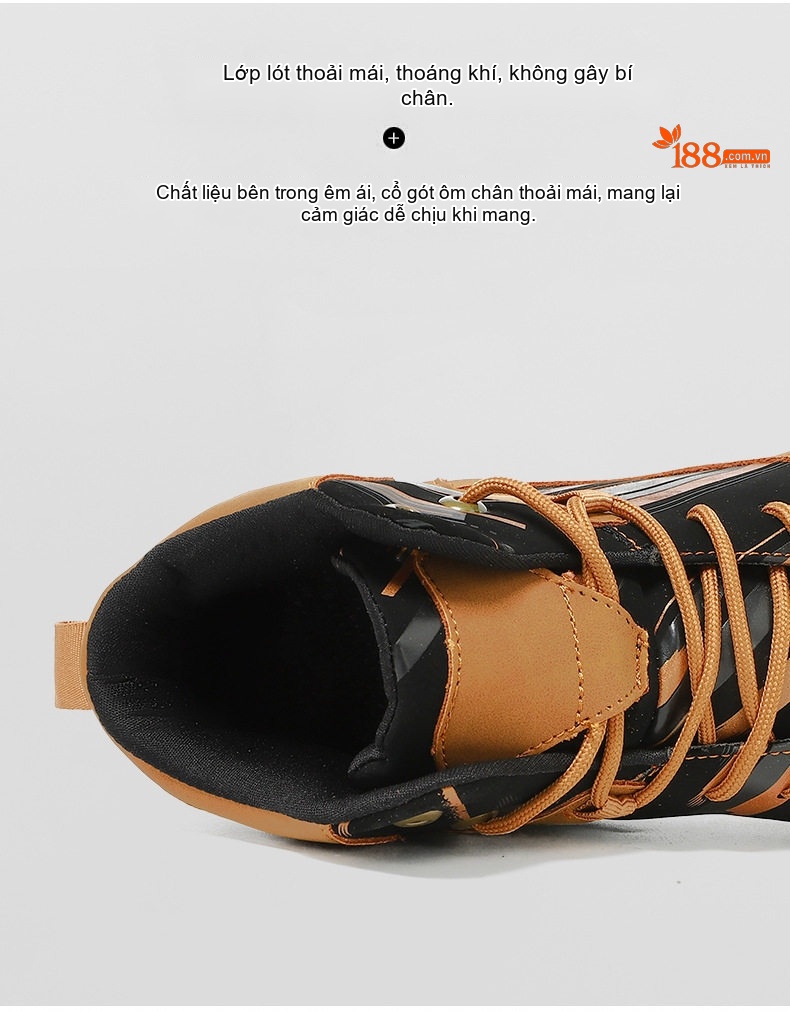 Giày Boot Martin Nam Cao Cổ Phong Cách Casual Chiều Cao Đế Khoảng 3cm Màu Đen, Nâu, Xám chi tiết 6
