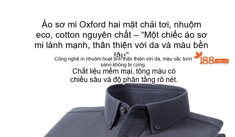 Áo Sơ Mi Tay Dài Nam Cotton Oxford Dáng Ôm Màu Trắng, Xanh Dương, Xám, Xanh Lá... chi tiết 9