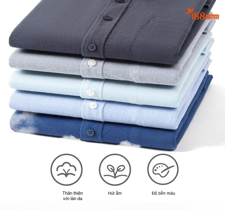 Áo Sơ Mi Tay Dài Nam Cotton Oxford Dáng Ôm Màu Trắng, Xanh Dương, Xám, Xanh Lá... chi tiết 10