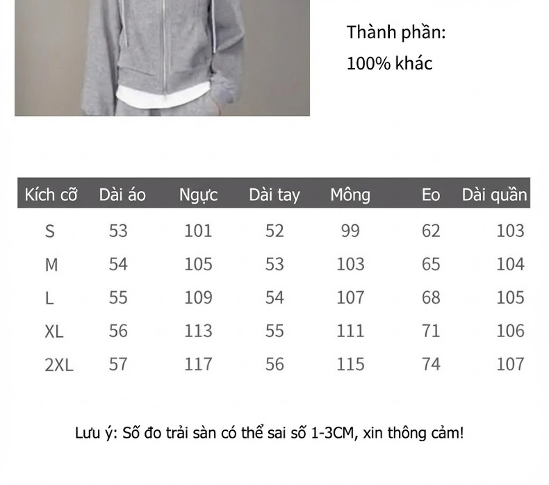 Bộ quần áo thể thao nữ cotton dáng rộng áo hoodie quần ống rộng chi tiết 2