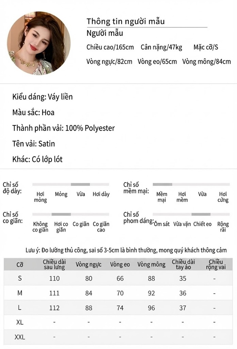 Váy liền thân Nữ Cổ chữ V Tay Bồng Họa Tiết Hoa Nhí Dáng Ôm Thanh Lịch chi tiết 2