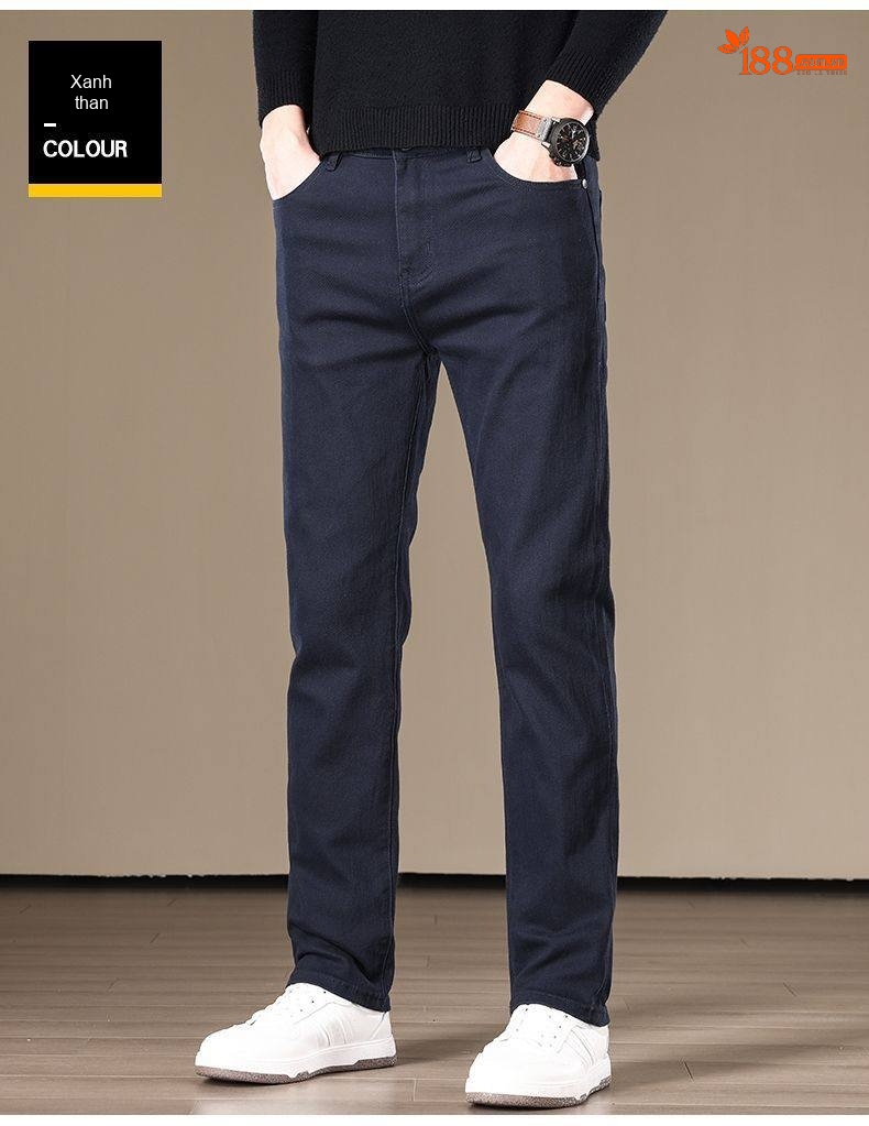 Quần Jean Nam Cotton Ống Đứng Co Giãn Thoải Mái Màu Nâu chi tiết 15