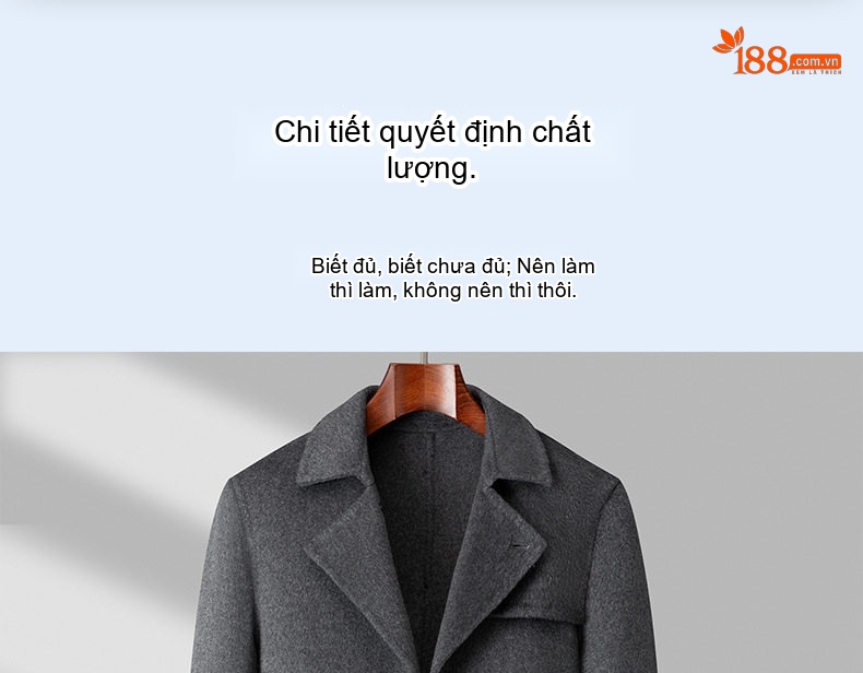Áo Khoác Dạ Nam Hai Mặt Dáng Dài Cổ chữ Vest Dày Dặn Màu Đen, Xám chi tiết 2