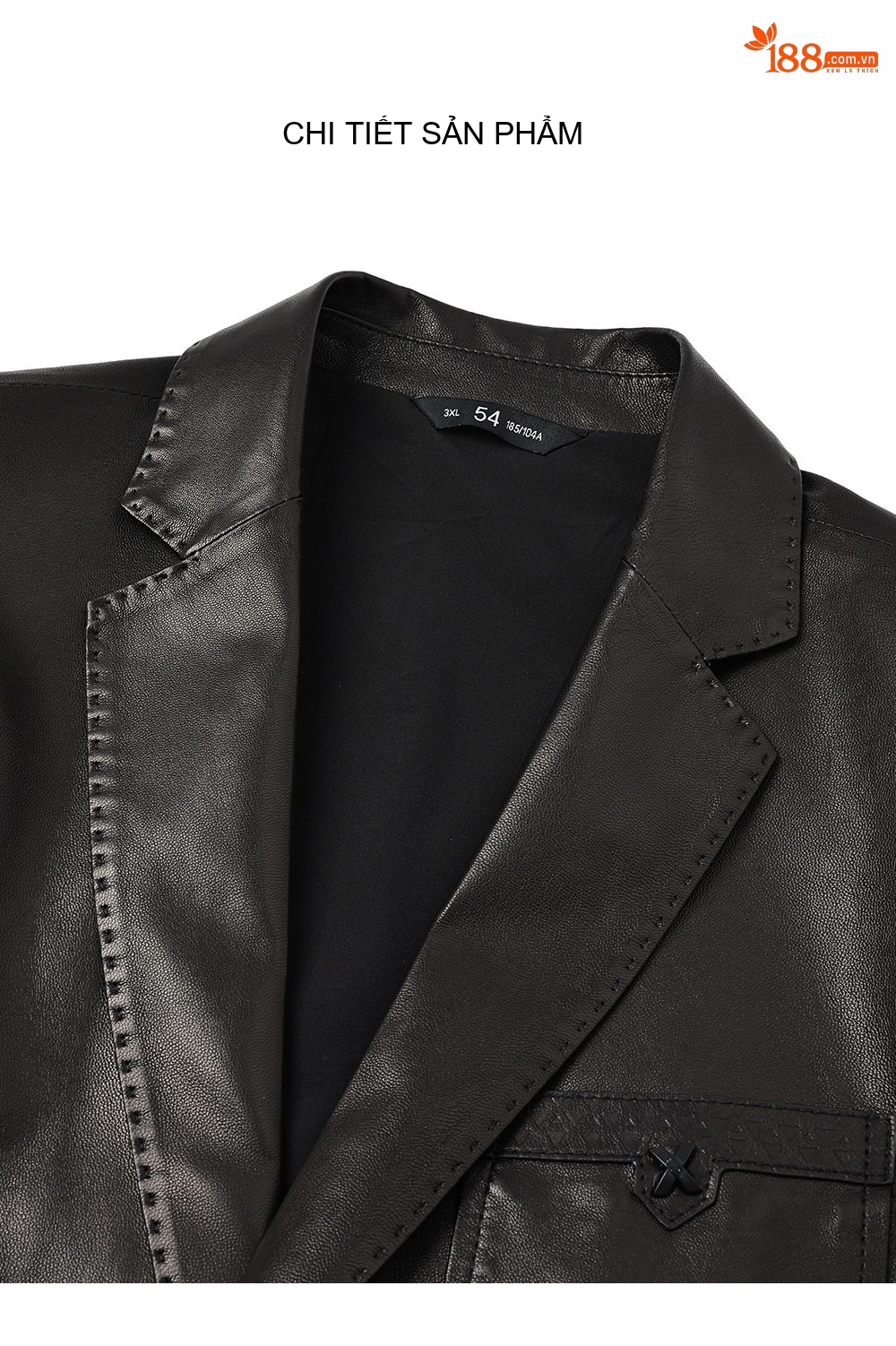 Áo Khoác Blazer Da Cừu Nam Kiểu Vest Công Sở Cao Cấp Màu Đen chi tiết 26