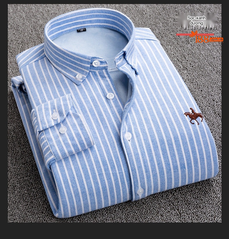 Áo Sơ Mi Dài Tay Nam Cotton Oxford Lót Lông Dày Dặn Giữ Ấm Màu Trắng, Hồng, Xanh Dương, Xám... chi tiết 15