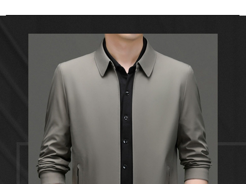 Áo Khoác Bomber Nam Cổ Bẻ Khóa Kéo Màu Đen, Xanh Navy, Xám chi tiết 1
