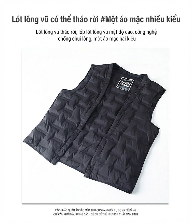 Quần Jean Nam Dáng Suông Dài Vải Denim Lót Lông Dày Dặn Màu Xanh Navy chi tiết 5