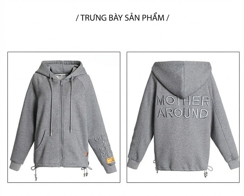 Áo Khoác Bóng Chày Nữ Dáng Ngắn Có Mũ Trùm Đầu Thoải Mái Phong Cách Thu Đông Màu Đen, Xám chi tiết 23