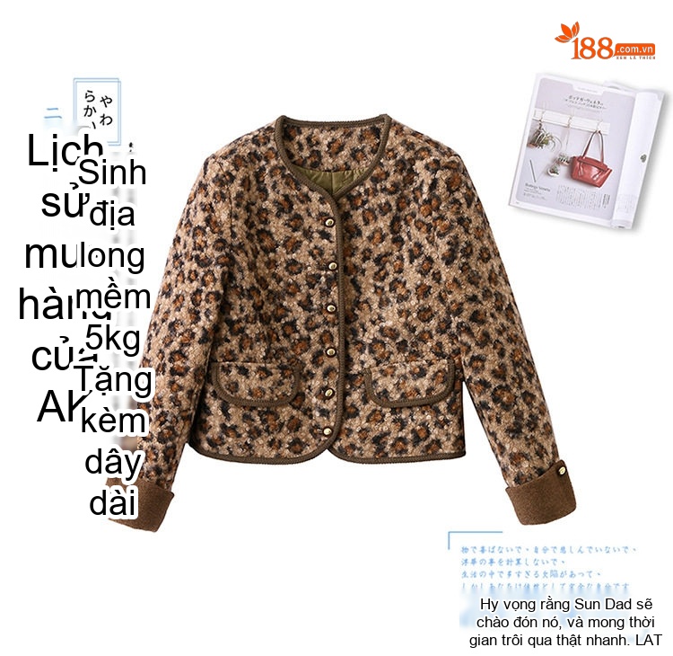 Áo Khoác Phao Nữ Họa Tiết Da Báo Dáng Ngắn Phong Cách Pháp Cổ Điển Giữ Ấm chi tiết 6