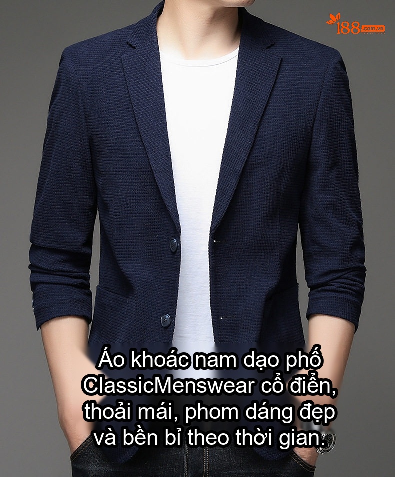 Áo Vest Nam Họa Tiết Waffle Phong Cách Lịch Lãm Màu Xanh Navy, Xám, Xanh Rêu, Nâu chi tiết 1