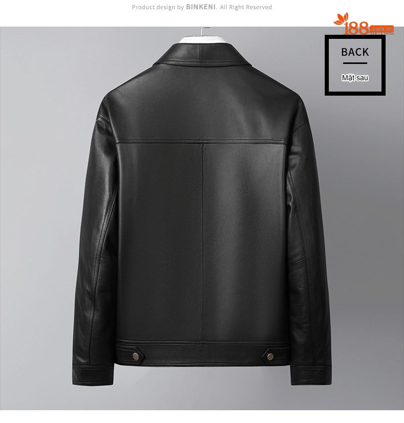 Áo Khoác Da Cừu Nam Cổ Bẻ Kiểu Bomber Màu Đen chi tiết 12