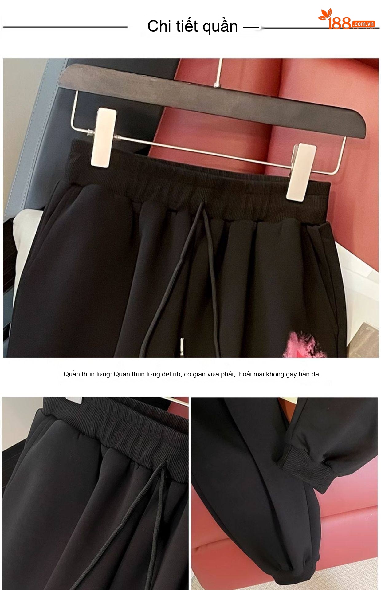Set Bộ Nỉ Thu Đông Nữ Áo Tay Dài Quần Dài Thể Thao Phong Cách Thời Trang Màu Đen, Hồng chi tiết 7