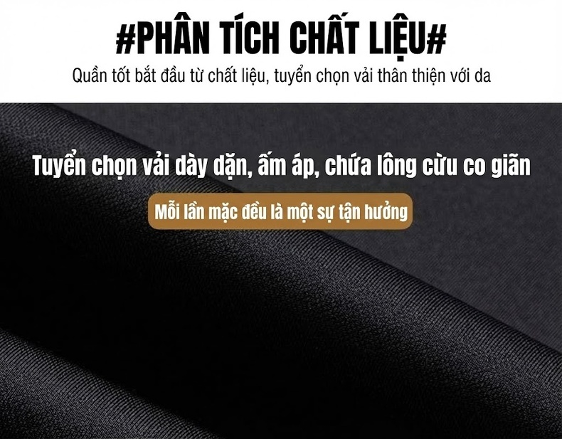 Quần Tây Nam Ống Đứng Lót Lông Cừu Dáng Suông Màu Đen chi tiết 5