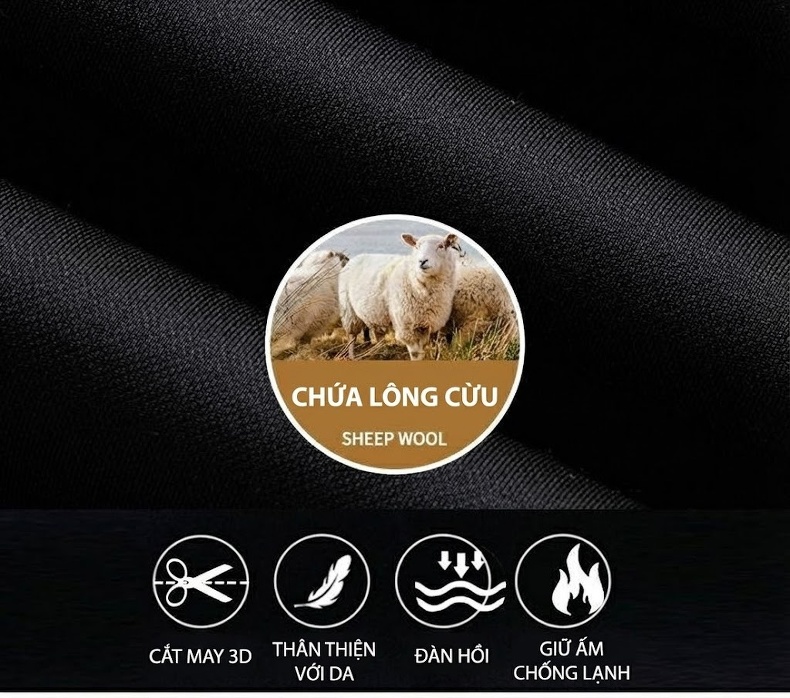 Quần Tây Nam Ống Đứng Lót Lông Cừu Dáng Suông Màu Đen chi tiết 6