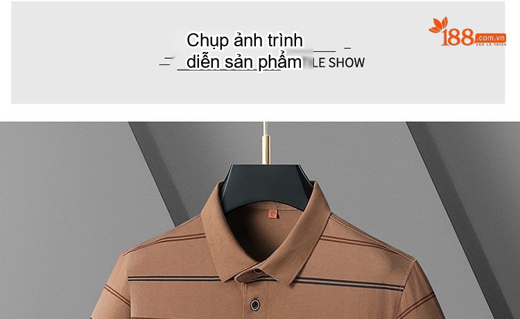 Áo Polo Sọc Tay Ngắn Nam Cỡ Lớn Thoáng Mát Màu Xanh Navy, Xanh Rêu, Nâu chi tiết 11
