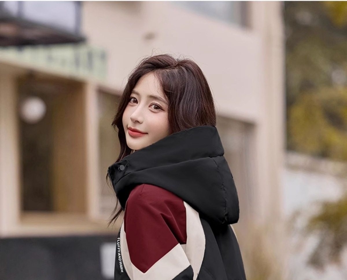 Áo Khoác Phao Nữ Dáng Dài Vừa Người Kiểu Parka Công Sở Lót Lông Vịt Màu Kem, Đỏ, Đen chi tiết 24