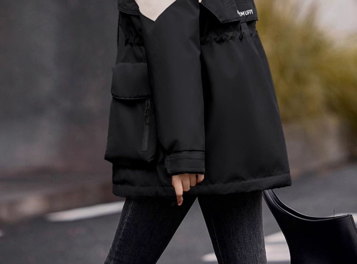 Áo Khoác Phao Nữ Dáng Dài Vừa Người Kiểu Parka Công Sở Lót Lông Vịt Màu Kem, Đỏ, Đen chi tiết 25