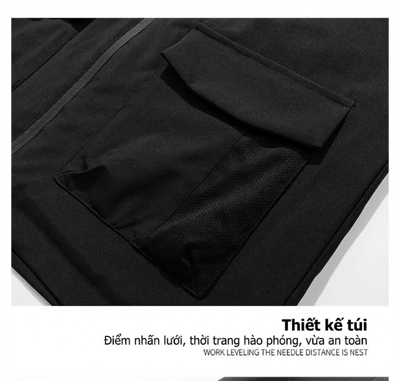 Áo khoác gió chống thấm nước có mũ trùm đầu phong cách outdoor chi tiết 30