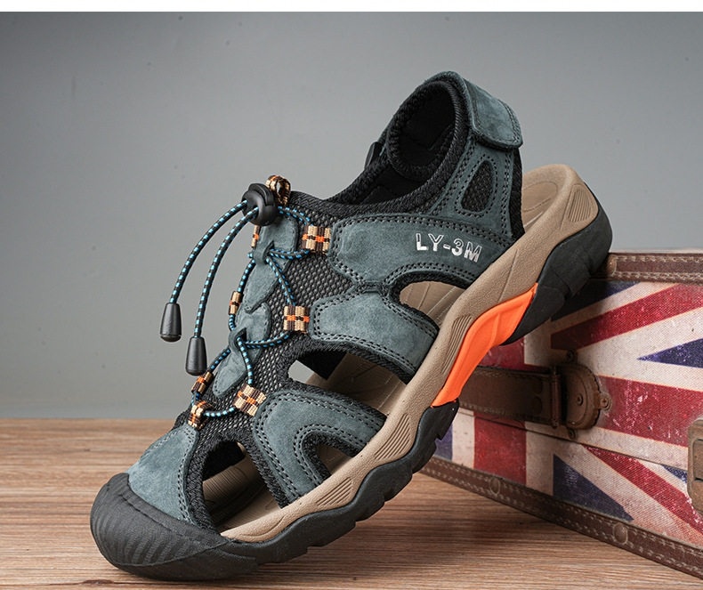 Sandal Da Bò Nam Quai Hậu Outdoor Đế Cao 3cm chi tiết 25
