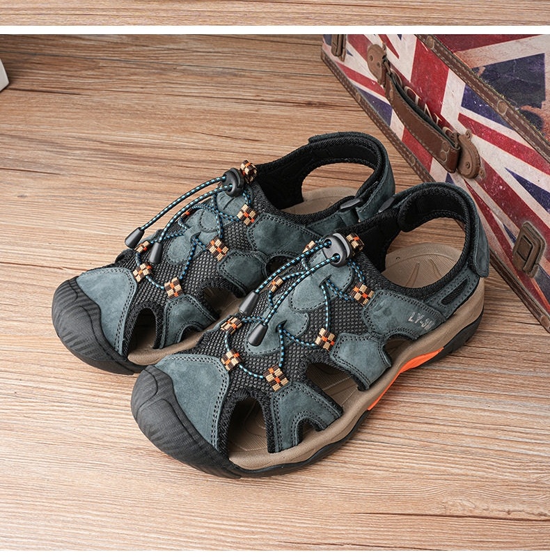 Sandal Da Bò Nam Quai Hậu Outdoor Đế Cao 3cm chi tiết 26