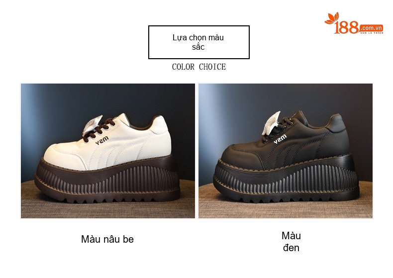 Giày Loafer Nữ Đế Bánh Mì Chiều Cao Đế 8cm Đính Đá Thời Trang Màu Đen, Trắng chi tiết 2