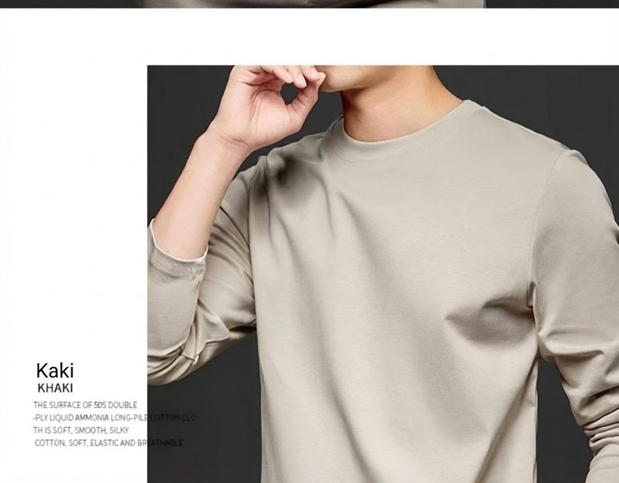 Áo Thun Dài Tay Nam Cotton Lụa Mềm Mại Form Rộng Màu Xanh Navy, Xám, Đen, Nâu chi tiết 26