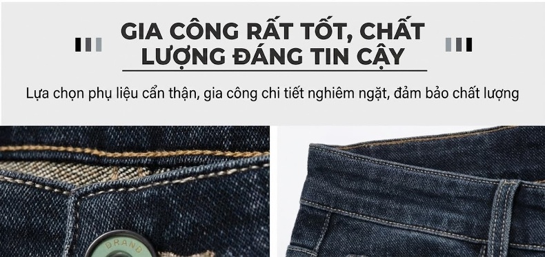 Quần Jean Nam Cotton Co Giãn Thoải Mái Dáng Ôm Vừa Vặn Màu Xanh Xám, Đen Xám chi tiết 11
