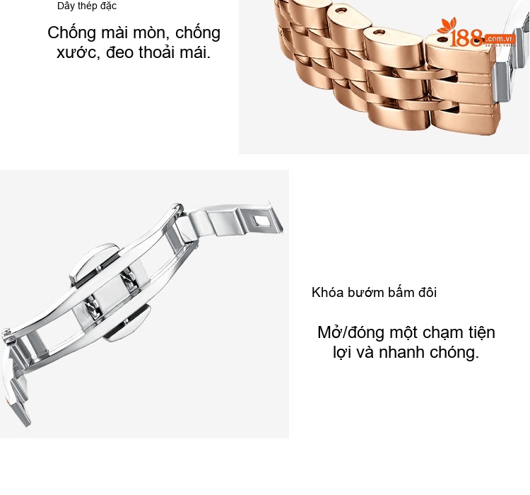 Đồng Hồ Nữ Labaoli Mặt Tròn Viền Đá Phong Cách Cổ Điển Màu Vàng Hồng chi tiết 13