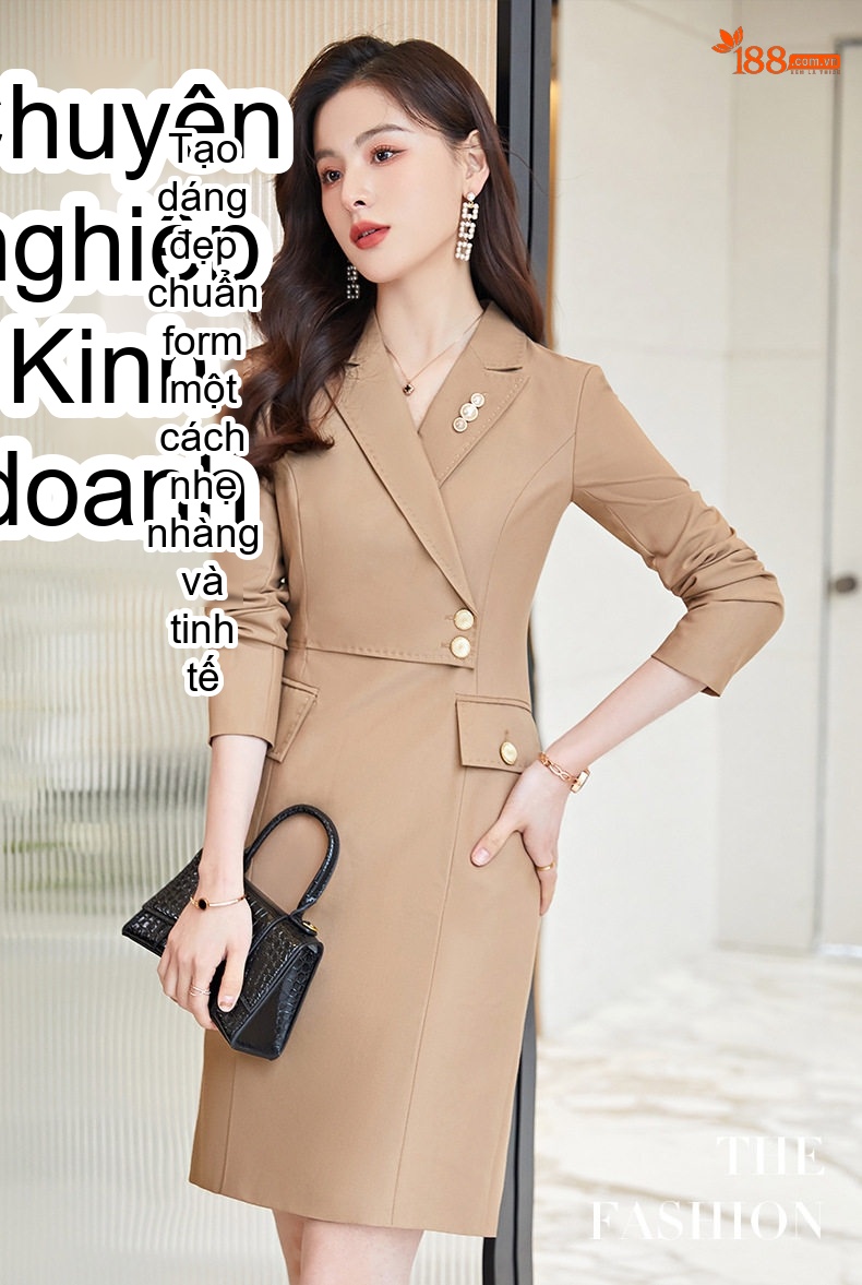 Váy Đầm Công Sở Dáng Vest Thanh Lịch Thiết Kế Hiện Đại Màu Kaki, Xanh Navy chi tiết 1