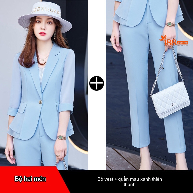 Bộ Vest Nữ Tay Lỡ Mỏng Nhẹ Phong Cách Thanh Lịch Màu Trắng, Xanh, Đen...