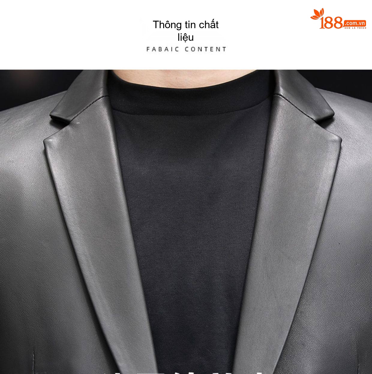 Áo Khoác Blazer Nam Da Cừu Thiết Kế Dáng Ôm Phong Cách Business Casual Màu Đen chi tiết 7