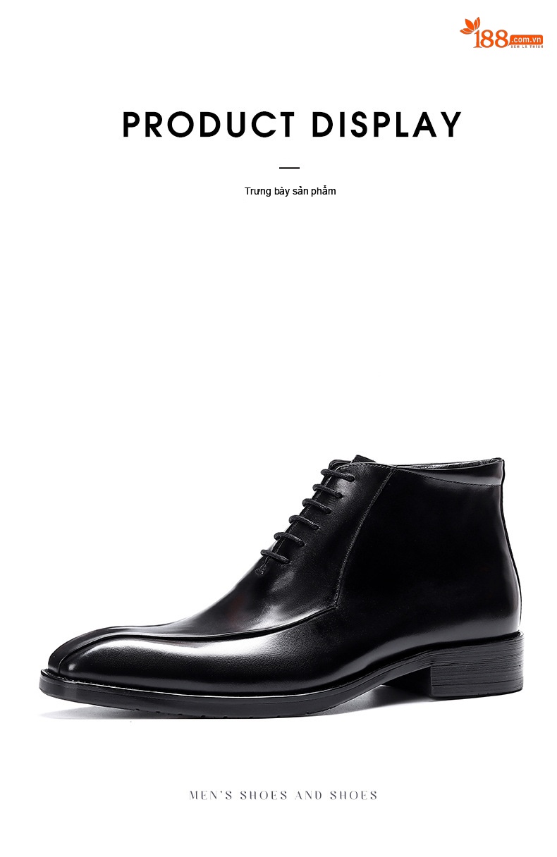 Boot Martin Nam Da Thật Mũi Nhọn Chiều Cao Đế Khoảng 3cm Màu Đen, Nâu chi tiết 17
