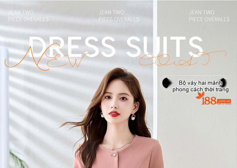 Set Bộ Vest Nữ Áo Blazer Tay Lỡ Chân Váy Bút Chì Công Sở Thanh Lịch Màu Hồng, Xanh, Xám chi tiết 1