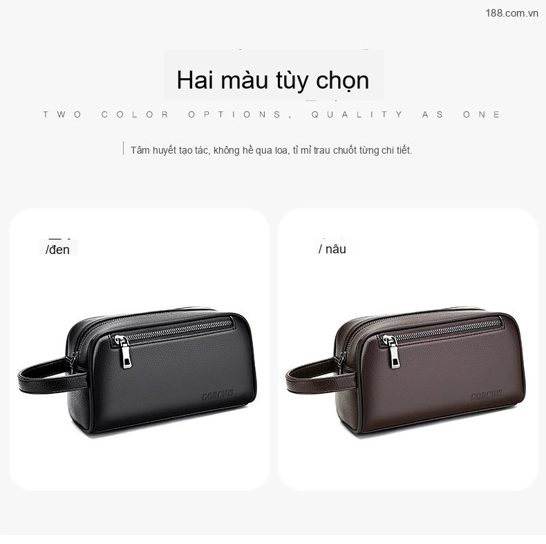 Túi Cầm Tay Nam Khóa Vân Tay Chống Trộm Da Mềm Đựng Đồ Cá Nhân Cỡ Lớn Màu Đen, Nâu chi tiết 13