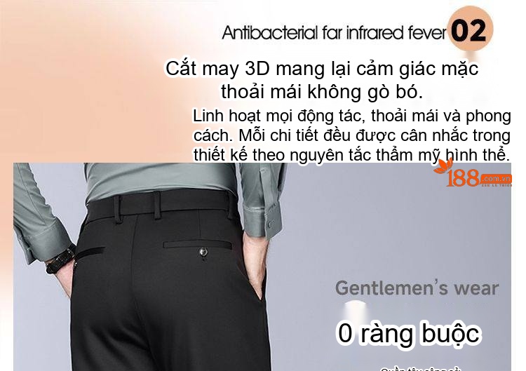 Quần Tây Nam Lông Cừu Dáng Suông Rộng Thoải Mái Chống Nhăn Màu Đen, Xanh Navy, Xám chi tiết 12
