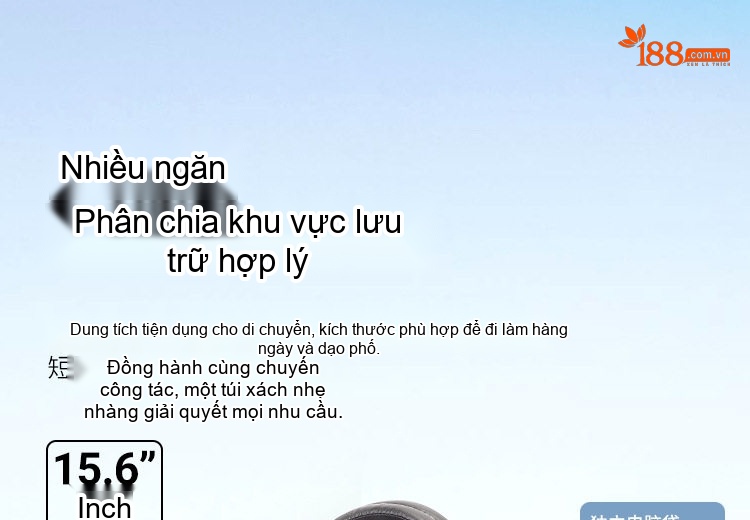 Balo Da Bò Công Sở Du Lịch Đựng Laptop 15.6 Inch Màu Đen chi tiết 5