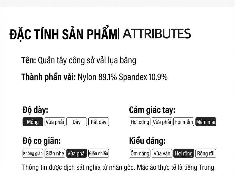 Quần Tây Nam Ống Côn Mỏng Mát Phong Cách Thanh Lịch Màu Đen, Xám, Xanh Navy chi tiết 4