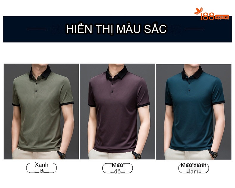Áo Polo Nam Tay Ngắn Cổ Bẻ Họa Tiết Caro Phong Cách Hàn Quốc Màu Xanh Rêu, Đỏ Tía, Xanh Lam chi tiết 3