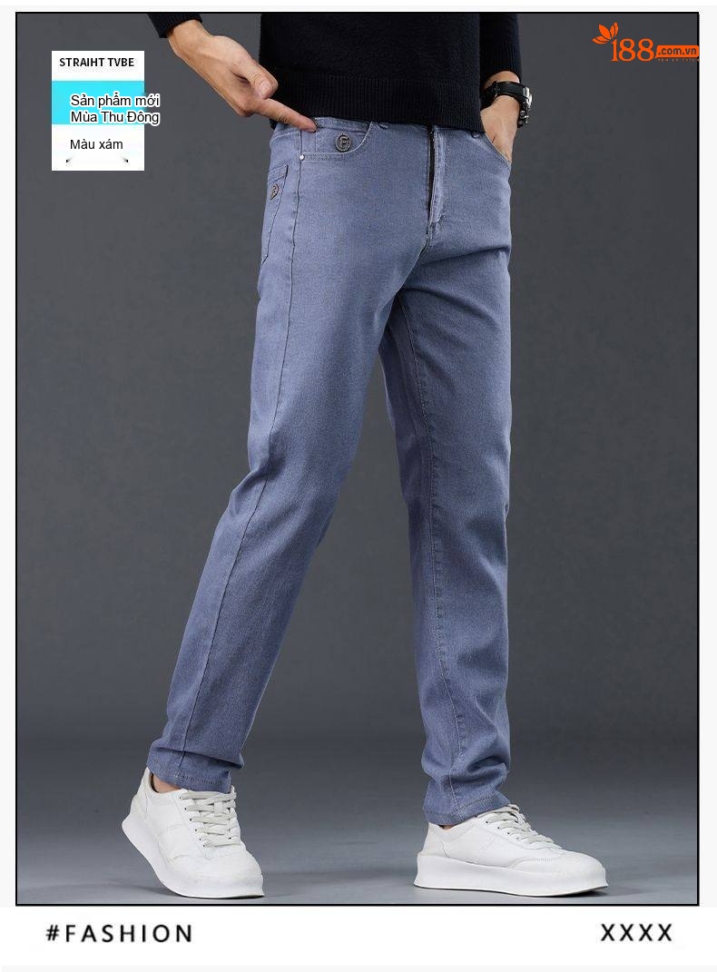 Quần Dài Nam Cotton Thun Co Giãn Dáng Suông Rộng Phong Cách Công Sở Màu Đen, Xám, Nâu, Xanh chi tiết 15