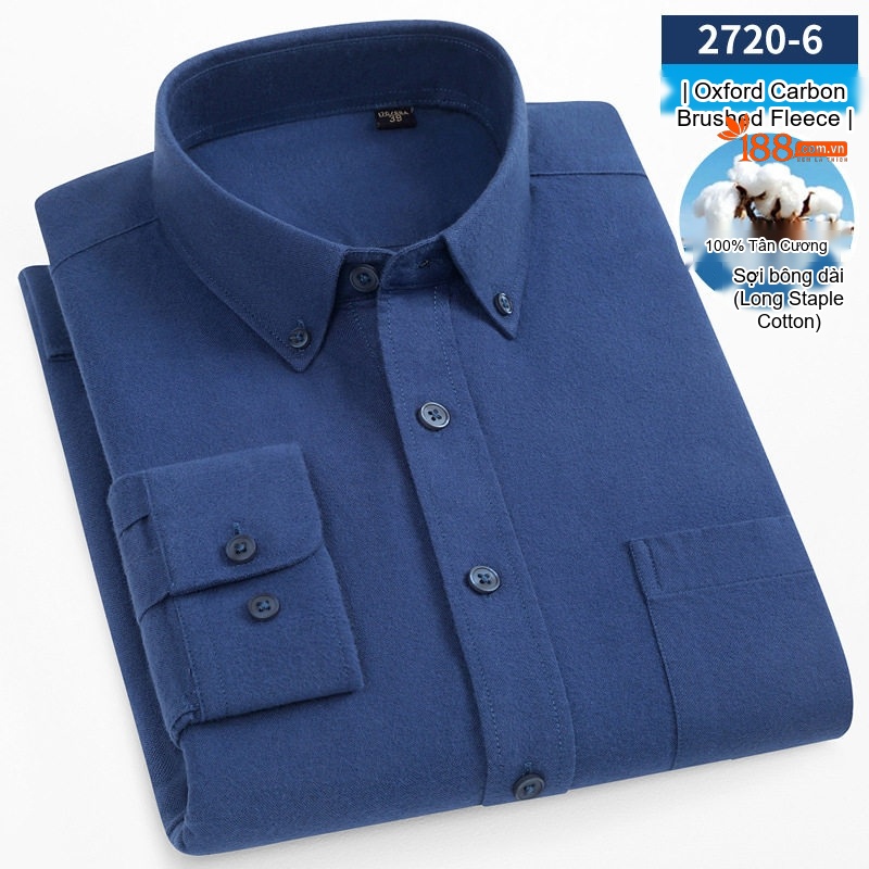 Áo Sơ Mi Tay Dài Nam Cotton Oxford Dáng Ôm Màu Trắng, Xanh Dương, Xám, Xanh Lá...