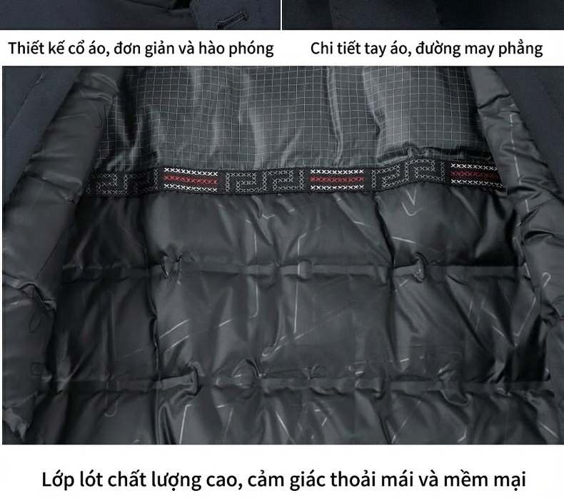 Áo Khoác Phao Nam Lông Vũ Trắng Tháo Rời Cổ Lông Chồn Màu Đen chi tiết 4