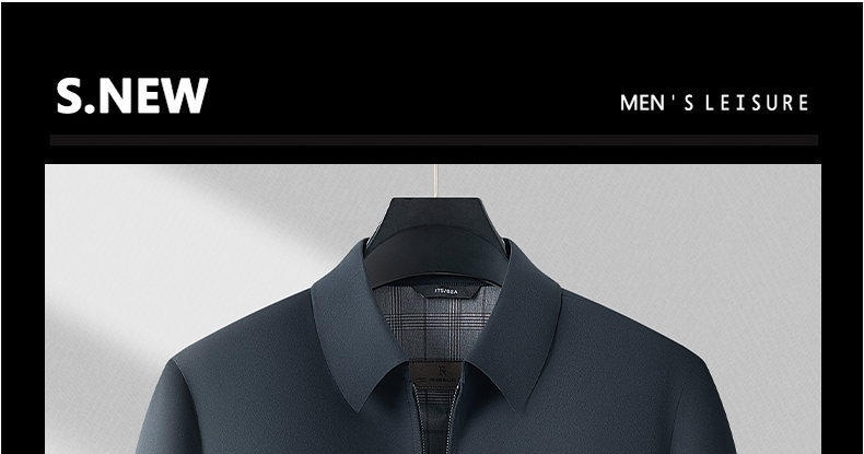 Áo Khoác Nam Cổ Bẻ Khóa Kéo Kiểu Dáng Công Sở Màu Xanh Navy, Nâu, Đen chi tiết 1