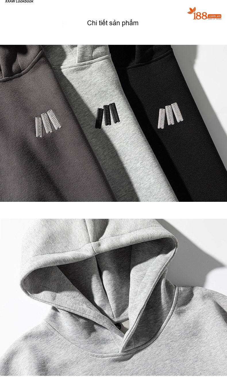 Áo Hoodie Nam Nữ Form Rộng Dáng Oversize Cotton Dày Dặn Màu Đen, Xám, Ghi chi tiết 18