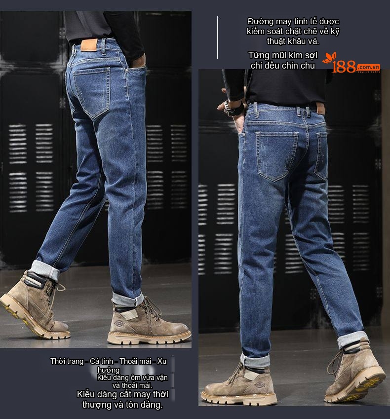 Quần Jean Cotton Co Giãn Cao Cấp Dáng Suông Màu Xanh, Đen chi tiết 23