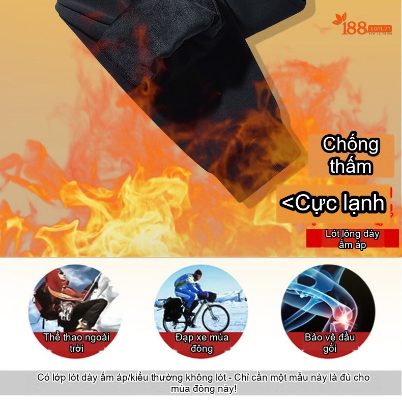 Quần dài nam ống bo dáng rộng lót lông thể thao thu đông chi tiết 2