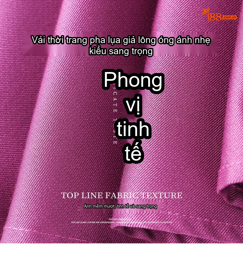 Váy liền thân Nữ dáng chữ A Tay Dài Lụa Gấm Định Cườm Thắt Eo Màu Tím chi tiết 5
