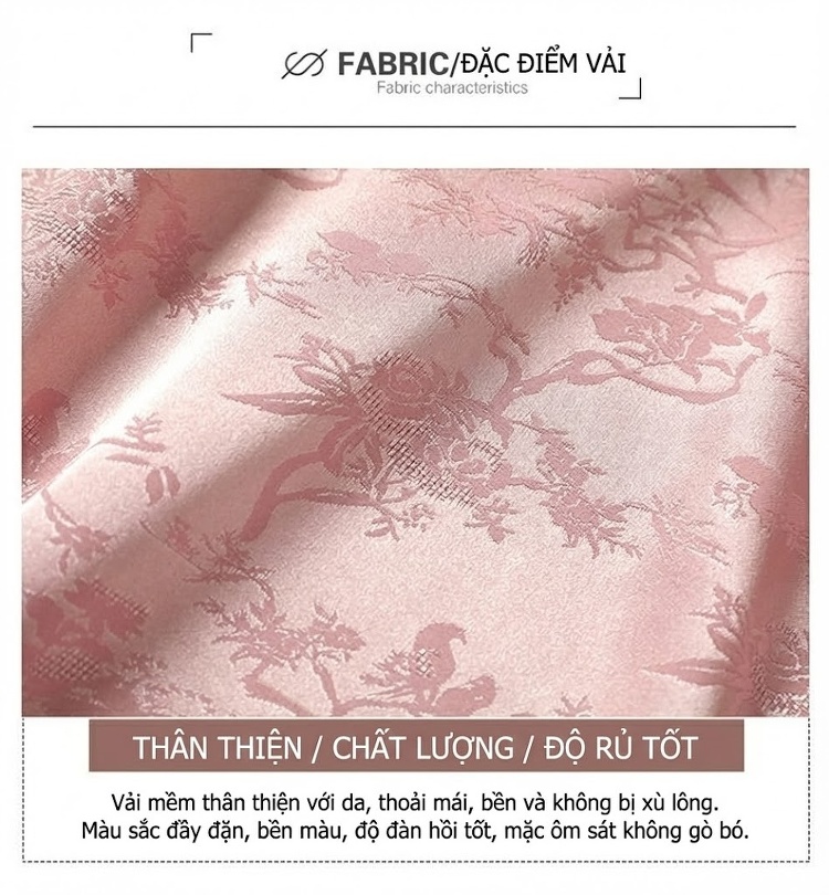 Bộ Quần Áo Nữ Họa Tiết Thêu, Cổ Tàu, Tay Ngắn Phong Cách Retro Màu Vàng, Hồng chi tiết 13