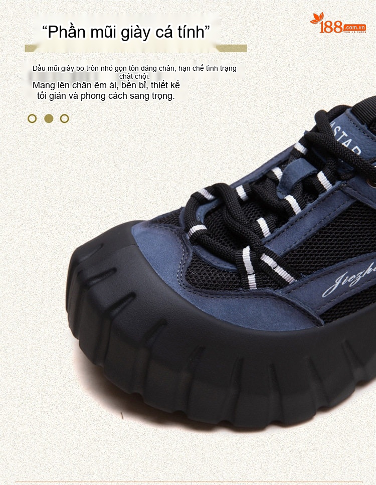 Giày Sneaker Nữ Lưới Thoáng Khí Đế Bánh Mì Chiều Cao Đế Khoảng 5cm Màu Đen, Đỏ, Xám chi tiết 5