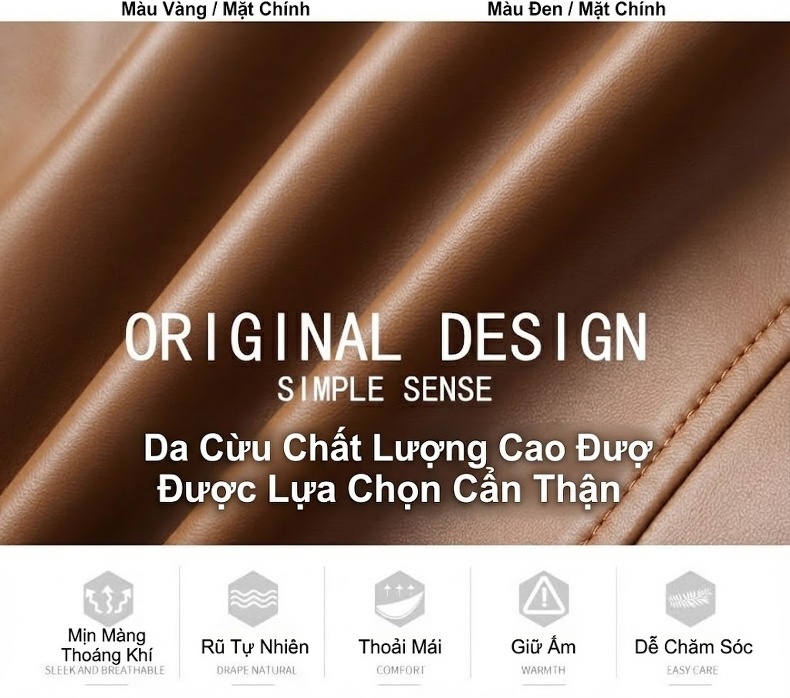 Áo Khoác Da Cừu Nam Dáng Ngắn Cổ Bẻ Phong Cách Trung Niên Màu Nâu, Đen chi tiết 4