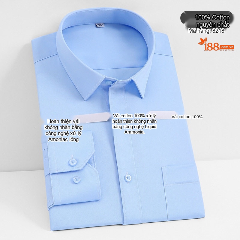 Áo Sơ Mi Dài Tay Nam Cotton Cao Cấp Chống Nhăn Màu Trắng, Xanh Dương, Đen, Đỏ...